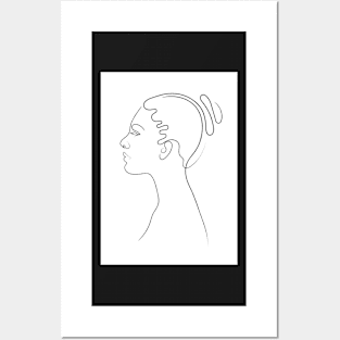 Ballet Dancer Portrait Line Drawing Posters and Art